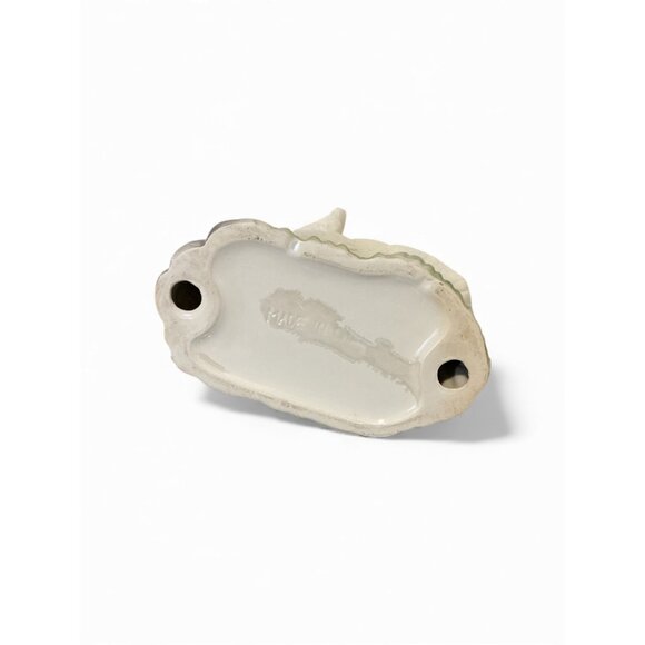 Vintage Ceramic Elephant Figurine With Gold-Tone Tusks On Grass & Flowers 11" x - Picture 7 of 7